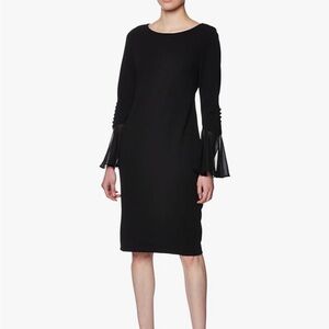 Calvin Klein Black Dress with Sheer Long Sleeves